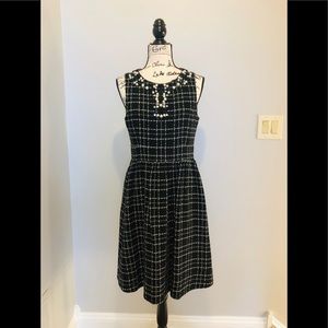NWT Eliza J Black & White Tweed Dress w/beads